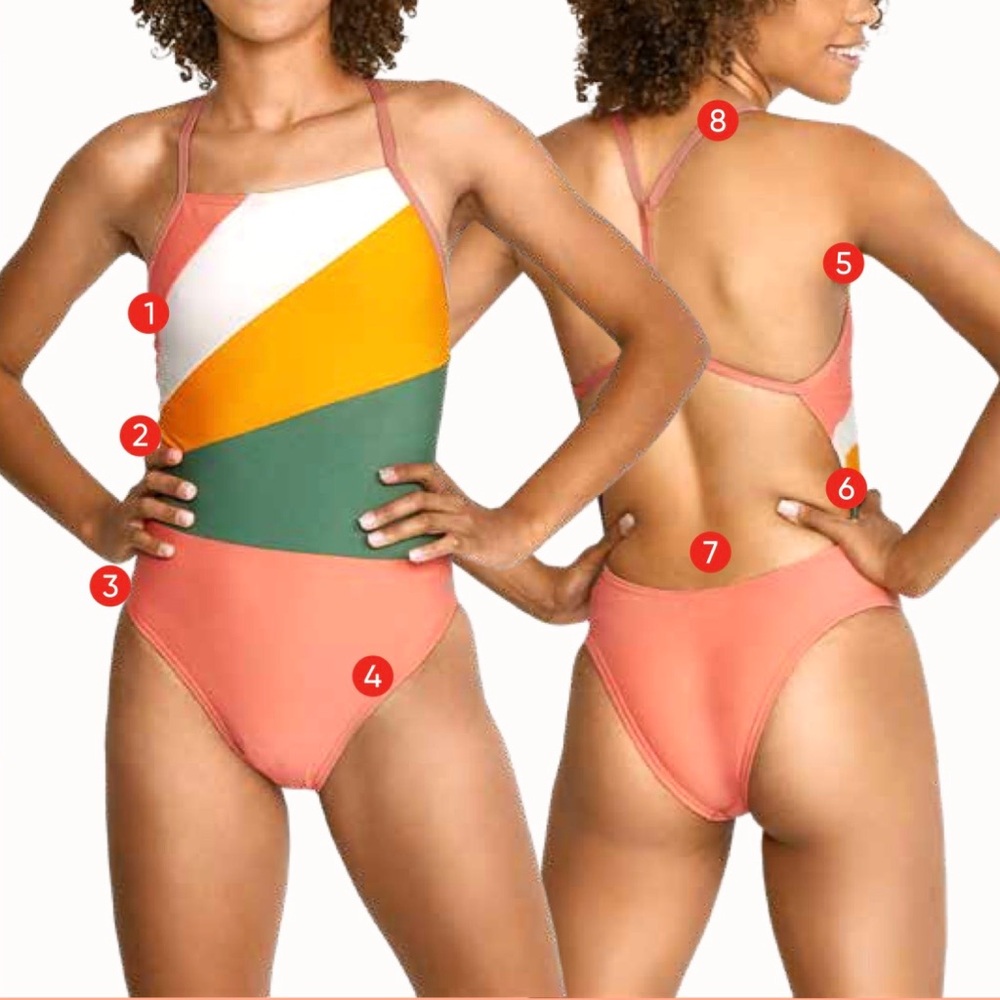 Speedo One Piece Swimsuit - Coral, Mustard, Forest, White